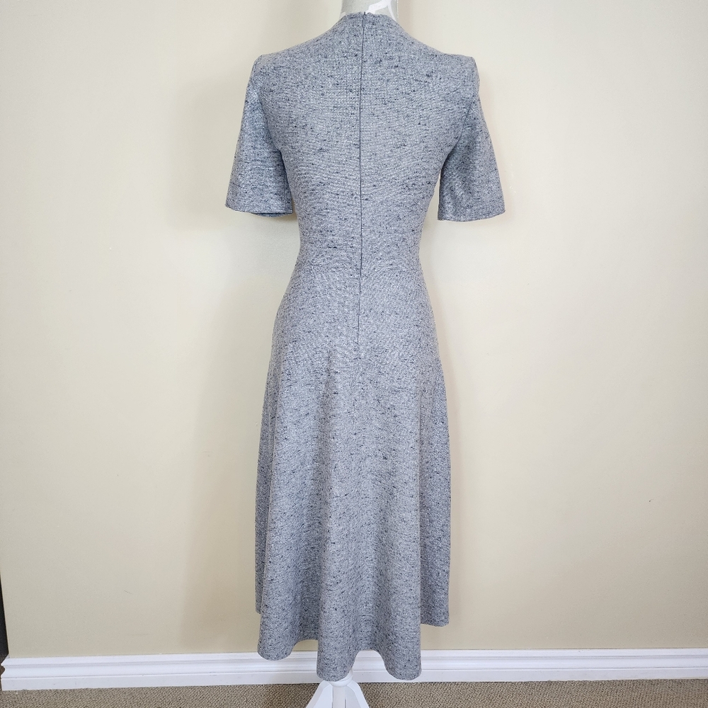ZARA Speckled Mulberry Silk Wool Midi Dress Gray Woven A-line Dress XS - Picture 6 of 15
